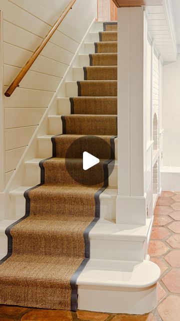 Stair Runners Ideas, Stair Update, Diy Stair Runner, Sisal Stair Runner, Kate Arends, Stair Runner Installation, House Basement, Stair Well, Wit And Delight