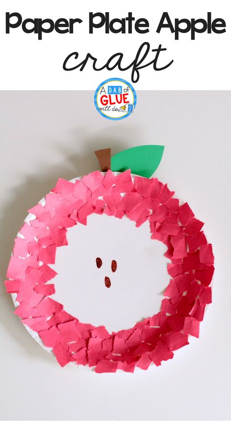 Paper Plate Apple Craft, Preschool Apple Theme, Apple Lessons, September Crafts, Apple Preschool, Apple Activities, Apple Craft, K Crafts, Back To School Crafts