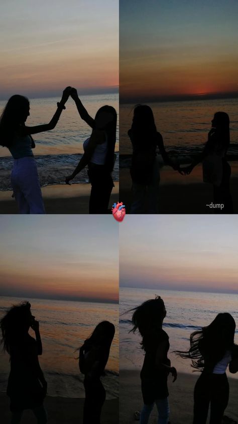 Aesthetic Beach Photos With Friends, Beach Poses With Sister, Sisters Beach Photoshoot, Cute Beach Poses With Friends, Sunset Poses Instagram, Creative Beach Pictures, Beach Photo Inspiration, Beach Poses By Yourself Photo Ideas, Sisters Photoshoot Poses