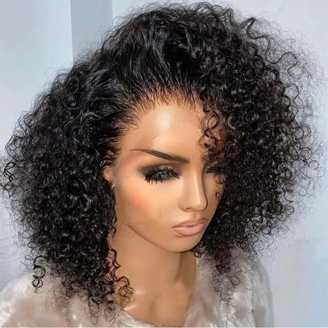 Perruque Bob Lace Front Wig Naturelle Bouclée, Cheveux Crépus, Prêt à vitation, Sans Colle, 13 Curly Short Bob, Human Hair Bob Wigs, Curly Bob Wig, Bob Braids Hairstyles, Wigs Bob, Jerry Curl, Bob Braids, Curly Bob Wigs, Curly Short