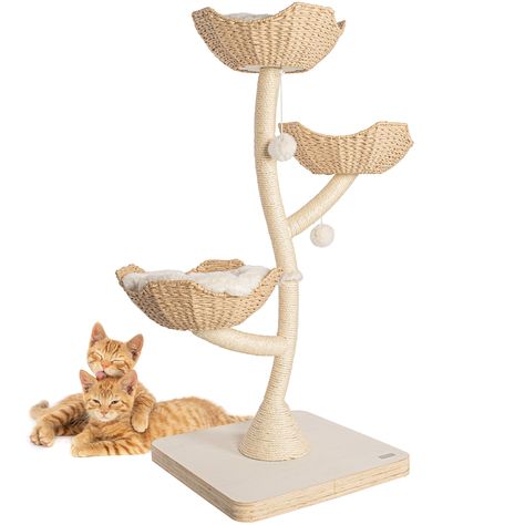 PRICES MAY VARY. 【Elevate Your Cat's World with a Wooden Cat Tower】FOSSION's 52" Tall Modern Cat Tree Scratching Tower combines modern cat furniture with the timeless beauty of wood. Crafted with precision and care, it offers your feline friend the ultimate comfort and style. It's made to last, ensuring years of enjoyment for your beloved pets. 【Unique & Stylish Design】Unlike most cat furniture, FOSSION's wooden cat tower enhances the look of your home, adding over 52 inches of scratching area w Rattan Cat Tree, Mau Cat Tree, Chic Cat Tree, Cat Items Products, Aesthetic Cat Things, Aesthetic Cat Tree, Cat Trees Homemade, Cat Scratcher Post, Ideal Bedroom