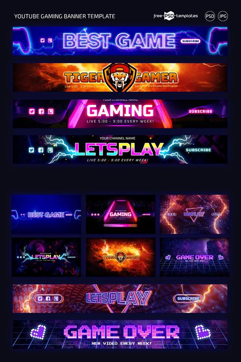 This product is a must-have for any gaming channel on YouTube. Youtube Gaming Banner, Banner Template Photoshop, Photoshop Templates Free, Coloring Pages Winter, Youtube Photography, Youtube Banner Backgrounds, Youtube Banner Design, Youtube Banner Template, Western Wallpaper Iphone