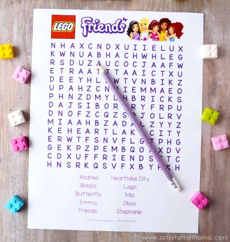 Free Printable LEGO Friends Word Search at artsyfartsymama.com Lego Girls Birthday Party, Lego Friends Party Ideas, Friends Bday Party, Girls Lego Party, Friends Word, Lego Party Games, Friends Party Ideas, Lego Friends Birthday Party, Girls Lego