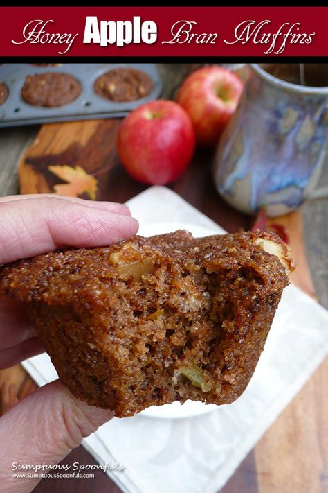 A bran muffin that has a great texture and serious BRAN going on along with honey, apples and walnuts, plus warming cinnamon, ginger, nutmeg and vanilla. Perfect for autumn brunch or with a cup of hot apple cider or tea. Apple Bran Muffins, Autumn Brunch, Pineapple Diet, Bran Muffin, Honey Muffins, Bran Muffins, Hot Apple Cider, Low Cholesterol, Starters Recipes