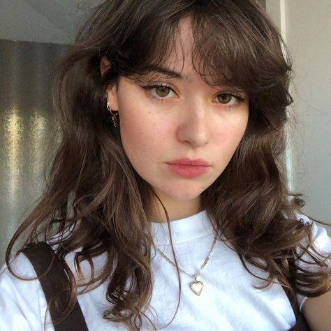 Megan on Instagram: “oy” Wavy Hair, Brown Hair, A Girl, Bangs, Hair, Instagram, Black