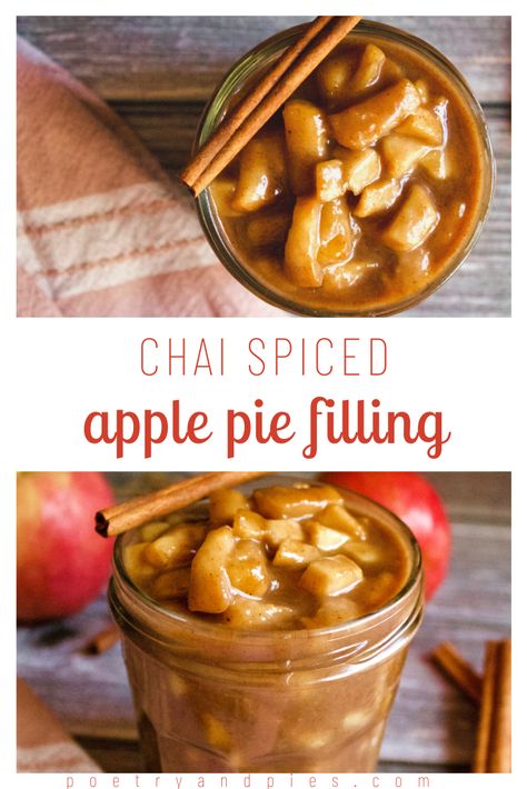 Chai Spiced Apple Pie Filling Chai Spiced Apple Pie, Chai Apple Pie, Chai Pie, Spiced Apple Pie, Apple Chai, Cherry Hand Pies, Chai Spices, Apple Pie Bars, Classic Apple Pie