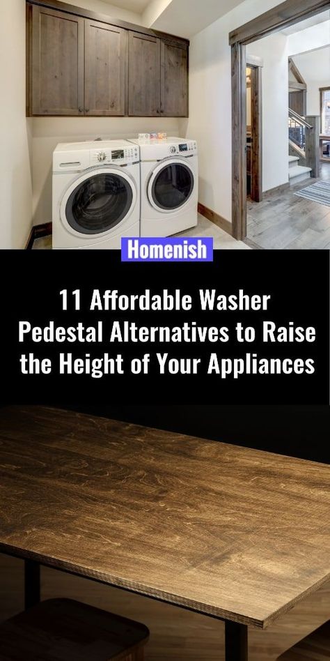 Raise Laundry Machines, How To Build A Washer And Dryer Pedestal, Washing Machine Stand Diy, Raised Washer And Dryer Ideas Diy, Washing Machine Riser, Homemade Washer And Dryer Pedestal, How To Raise Washer And Dryer, Washing Machine Stand Ideas, Diy Washing Machine Pedestal