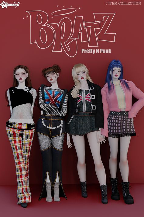 Sims 4 Bratz Cc, Sims 4 Halloween Costumes, Bratz Pretty N Punk, Sims Halloween Costume, Sims Halloween, Egirl Clothing, Sims Finds, Sims 4 Stories, Pretty Punk