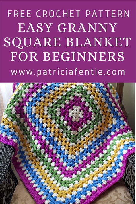 Continuous Granny Square Blanket Pattern Free, Crocheted Granny Square Blanket, How To Crochet A Granny Square Blanket, Crochet Baby Blanket Free Pattern Granny Square Video Tutorials, How Many Granny Squares For A Blanket, Continuous Granny Square Blanket, Racetrack Rug, Easy Granny Square For Beginners, Granny Square Crochet Pattern Easy