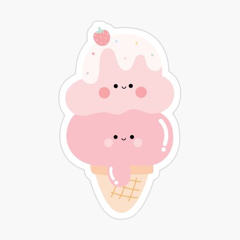 Get my art printed on awesome products. Support me at Redbubble #RBandME: https://www.redbubble.com/i/sticker/Ice-Cream-Kawaii-and-Cute-by-prettytoon/148914728.EJUG5?asc=u Ice Cream Sticker Design, Aesthetic Stickers Redbubble, Stiker Cutee, Cute Stickers Printable Kawaii, Kawaii Stickers Printable, Ice Cream Kawaii, Ice Cream Icon, Stiker Printable, Ice Cream Card