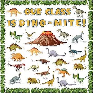 B1ykin 119Pcs Back to School Dinosaur Volcano Dino-MITE Welcome Bulletin Board Decoration Set, Dinosaurs Jungle Cutout Border, T-Rex Triceratops Wall Chalkboard Decor for Elementary Classroom School Dinosaur Volcano, Welcome Bulletin Board, Bulletin Board Decoration, Wall Chalkboard, Welcome Bulletin Boards, Classroom Doors, Chalkboard Decor, Bulletin Board Decor, Welcome Back To School