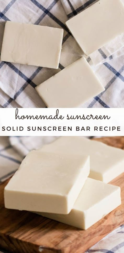 These DIY sunscreen lotion bars are simple to make and made with all-natural ingredients. Having a solid sunscreen bar makes applying sunscreen so much easier, especially for the face. #homemadesunscreen #sunscreenrecipe #sunscreenlotionbar #naturalsunblockrecipe #solidsunscreen Diy Sunscreen Lotion, Natural Sunscreen Recipe, Lotion Bar Recipe, Sunscreen Recipe, Lotion Bars Diy, Applying Sunscreen, Lotion Bars Recipe, Lotion Recipe, Natural Beauty Recipes