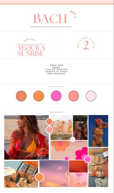 Glitz And Glam Aesthetic Bachelorette, Mexico Bachelorette Aesthetic, Unconventional Bachelorette Party Ideas, Tequila Sunrise Aesthetic Outfit, Scottsdale Bachelorette Aesthetic, Beach Bachelorette Trip Theme, Bachlorette Themes 2023, Tequila Sunrise Color Palette, Sunset Colors Bachelorette