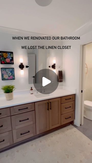 Allison Roman | Renovation | Design | Style on Instagram: "Enter the linen “cabinet”….  In 2021 we bought a fixer upper in my childhood neighborhood and underwent a huge renovation.  When we bought it, the primary bedroom was HUGE, but the closets and bathroom were tiny.  So we took some walls down and reallocated some of our bedroom square footage to make two walk-in closets and a larger bathroom.  But after we finished the design for the bathroom, we realized we had completely lost our linen closet! There was a small rectangular space behind one of the doors, but once framing and closet doors were added it was going to be tiny.  So our contractor suggested a linen “cabinet” instead.  This saved us valuable inches by not framing out a closet wall and adding a door jam.  We asked our cabin Bathroom With Closet Inside, Allison Roman, Bathroom Linen Closet, Bathroom Pantry, Closet Wall, Door Jam, Closet And Bathroom, Old Bathroom, Walk In Closets