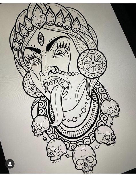 Kali Mata Tattoo Designs, Ma Kali Drawing, Jordans Tattoo, Kali Tattoo Design, Kali Tattoos, Kali Tattoo, Hindu Tattoo, God Tattoo, Kali Mata