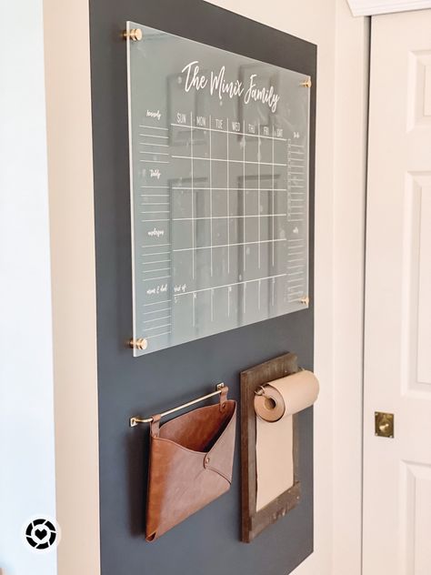 Family command wall acrylic  calendar and mail envelope Pantry Calendar Wall, Wall Schedule Organizer, Wall Calendar Kitchen, Kitchen Planner Wall, Big Family Calendar, Acrylic Family Wall Planner, Mudroom Family Command Center, Calendar And Mail Wall, Paper Calendar On Wall