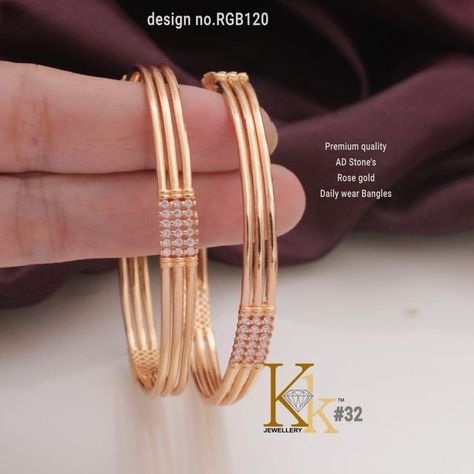 Cz Bangles Indian Gold, Single Bangles Gold, Single Gold Bangle Designs, Gold Bangles For Women Indian, Latest Gold Bangles For Women, Necklace Design Ideas, Gold Necklace Design, Women Gold Necklace, Single Bangle