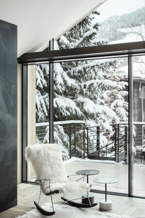 This Modern Aspen Home Is a Masterful Blend of Concrete, Steel and Glass - SPACES Magazine Aspen Homes, Aspen Home, Reclaimed Oak Flooring, Board Formed Concrete, Cedar Walls, Aspen Art, Aspen House, Metal Windows, Standing Seam Metal Roof