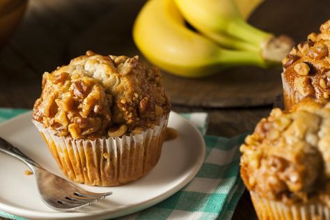 Banana Nut Butter and Jam Muffins Banana Nut Bread Muffins, Moist Banana Nut Bread, Healthy Egg Bake, Bread Muffins Recipe, Dash Recipe, Bran Muffin Recipes, Banana Muffins Easy, Dash Diet Recipes, Breakfast Burritos Recipe