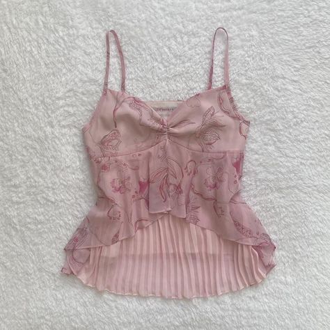 coquette japanese babydoll cami top, dainty plisse... - Depop Ditsy Floral Aesthetic, Baby Doll Top, 2000s Tops, Gone Girl, Fairy Clothes, Babydoll Top, Vest Pattern, Cami Tops, New Outfits