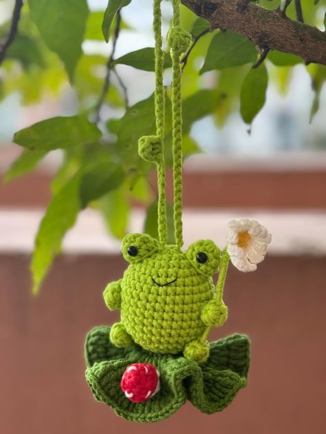 Amazon.com: Handmade Frog with Daisy Ornament Hanging Crochet, Hand Knitted Car Charm, Car Rear View Hanging Accessories, Automotive Pendant Knitted Interior Decoration, Car Decor Gifts : Home & Kitchen Daisy Ornament, Crochet Car Charm, Amigurumi Car, Car Hanging Accessories, Hanging Crochet, Frog Gifts, Crochet Car, Automotive Decor, Car Hanging