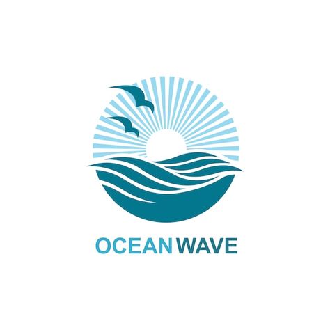 Vector ocean icon design | Premium Vector #Freepik #vector #water-cartoon #water-drawing #ocean-waves #water-surface Ocean Logo, Construction Logo Design, Waves Icon, Waves Vector, Circular Logo, Water Logo, Waves Logo, Marine Theme, City Painting