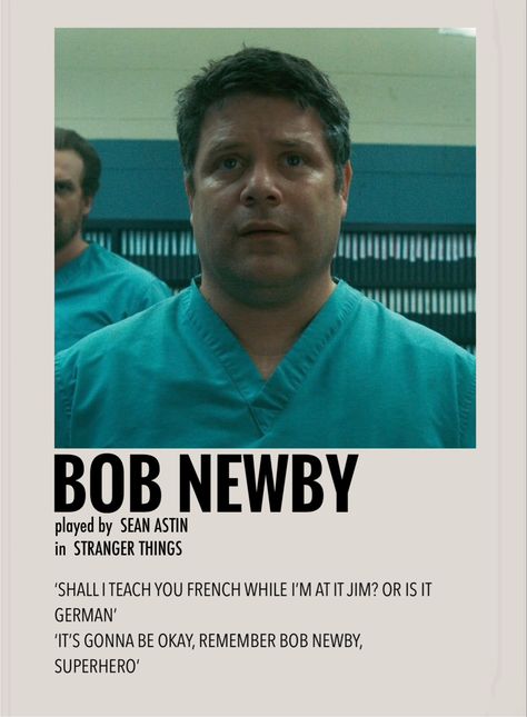 Character Polaroid Poster, Bob Newby, Stranger Things Wall, Movie Character Posters, Character Posters, Polaroid Posters, Character Poster, Iconic Movie Posters, Stranger Things Poster