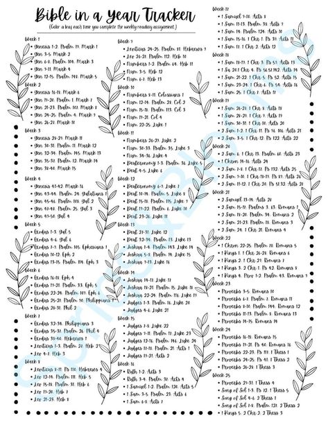 Bible in a Year Tracker - Etsy Daily Bible Reading Plan One Year, Books Of The Bible To Read For Women, Weekly Bible Reading Plan, The Bible In A Year Plan, 52 Week Bible Reading Plan, Bible Study Reading Plan, 2 Year Bible Reading Plan, Catholic Bible Reading Plan, My Favorite Things Template