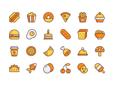 Food Icon Set by NamLy Bee Icon, Icon Set Design, Food Icon, Logo Clipart, Free Icon Set, Icon Design Inspiration, Food Cartoon, Vector Food, Logo Food