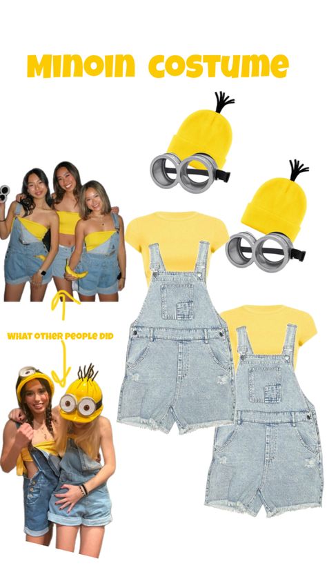 TONIGHT WE STEAL THE MMOOONNN🌕🌕🌕🌙🌙 Twin Outfits For Spirit Week, Costumes With Overalls, Twin Day Spirit Week, Twin Day Outfits, Minion Costume, Matching Stuff, Minion Halloween, Minion Costumes, Twin Day