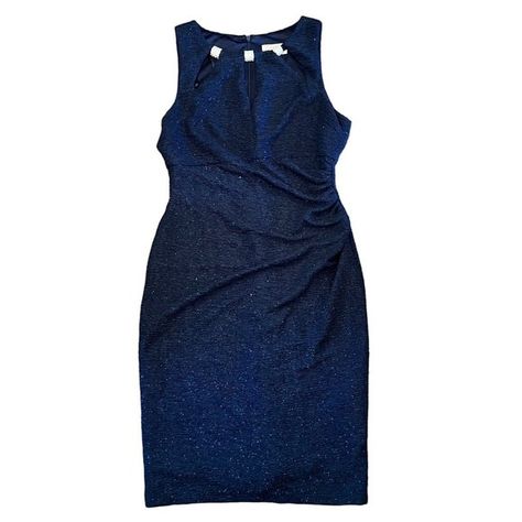 Eliza J NWT Navy Blue Sleeveless Ruched Cutout Keyhole Neck Sparkle Dress Size 4 Keyhole Neck, Eliza J Dresses, Sparkle Dress, Eliza J, Winter Clothing, Winter Clothes, Size 4, Dress Es, Navy Blue