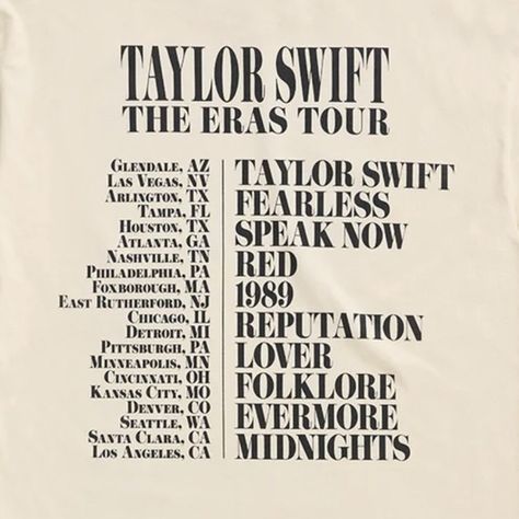 Eras Tour Graphics, Taylor Swift Tour, Taylor Swift Tshirt, Eras Tour Poster, Taylor Wallpaper, Taylor Concert, Birthday Vibes, Taylor Swift Shirts, Yearbook Themes