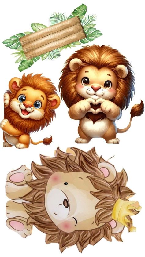 Lion Birthday, Baby Animal Drawings, Fondant Animals, Printable Stickers, Animal Drawings, Baby Animals, Lion, Cute Animals, Kids Outfits