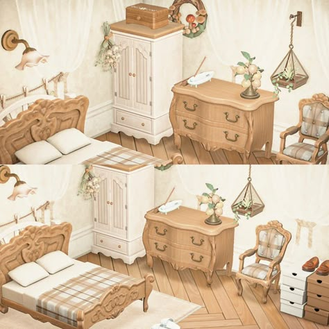 Animal Crossing Cottage Core Bedroom, Vintage Cottage Core Bedroom, Acnh Cottagecore Items, Acnh Bedroom Inspiration, Acnh Bedroom Design, Acnh Bedroom Ideas, Acnh Cottagecore House, Vintage Cottagecore Bedroom, Acnh Bedroom