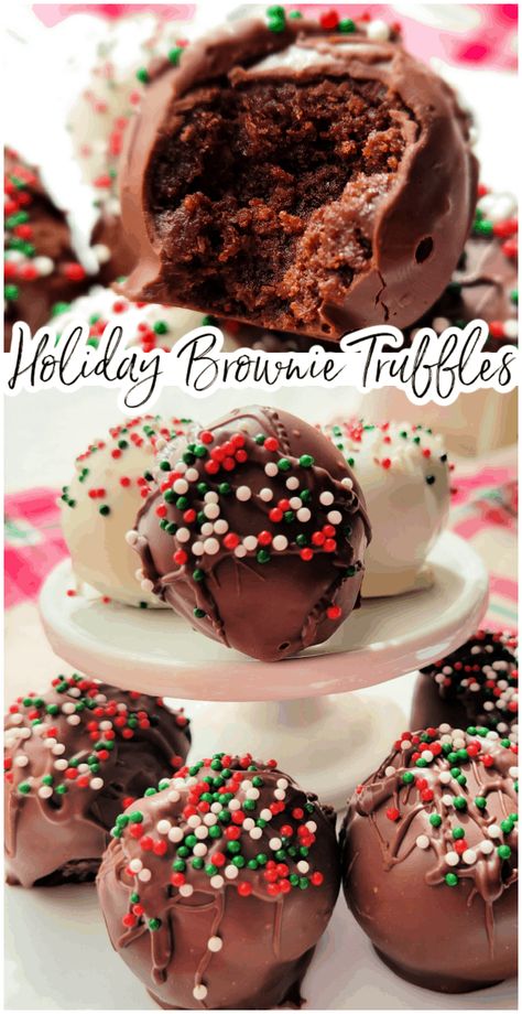 Brownie Truffles Recipe, Christmas Cake Balls, Christmas Brownie, Chocolate Desserts Fancy, Brownie Cake Pops, Brownie Balls, Fancy Chocolate, Candy Bar Recipe, Chocolate Peanut Butter Recipes