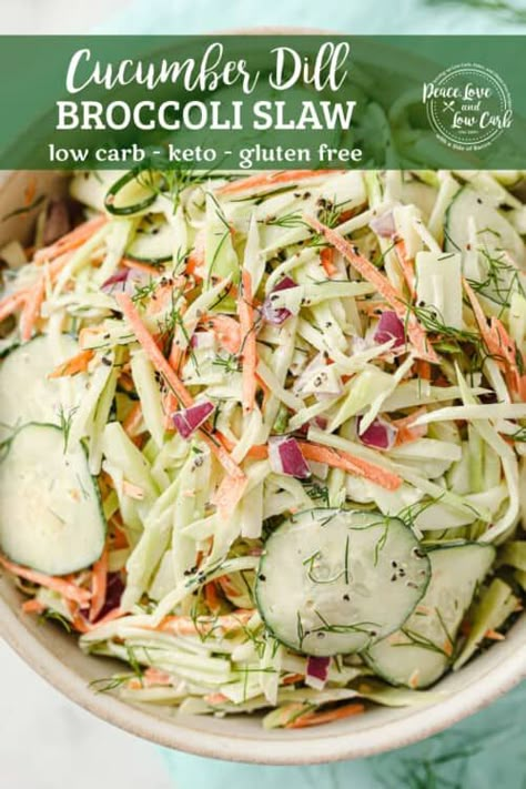 Keto Coleslaw Recipe, Shredded Broccoli, Keto Coleslaw, Low Carb Coleslaw, Optavia Diet, Low Carb Broccoli, Broccoli Slaw Recipes, Vegetarian Side Dish Recipes, Peace Love And Low Carb