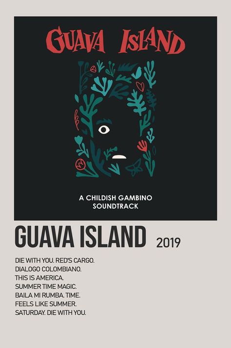 Guava Island, Minimalist Album Poster, Music Poster Design, Donald Glover, Childish Gambino, Room Posters, Great Movies, Minimalist Poster, Music Poster