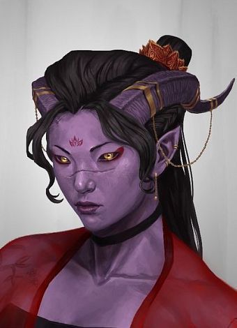 female asian inspired tiefling wiht lilac skin and horms golden eyes could be sorcerer  DnD / Pathfinder character concepts Tiefling Monk, Tiefling Sorcerer, Tiefling Female, Dnd Campaign, Heroic Fantasy, Fantasy Races, Dungeons And Dragons Characters, Dnd Art, Wow Art