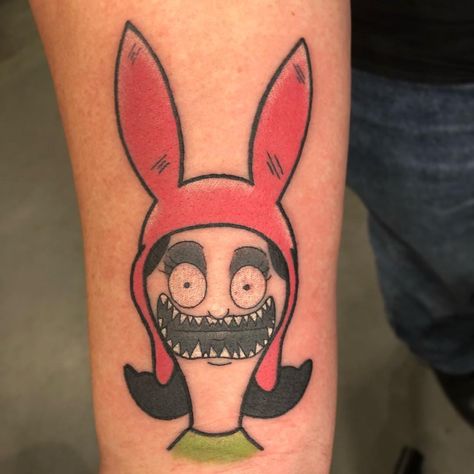 Bobs Burgers Tattoo Louise, Louise Tattoo Bobs Burgers, Louise Belcher Tattoo, Bobs Burgers Tattoo, Bob's Burgers Halloween, Fire Fighter Tattoos, Brother Tattoos, Geometric Tattoo Arm, Wicked Tattoos