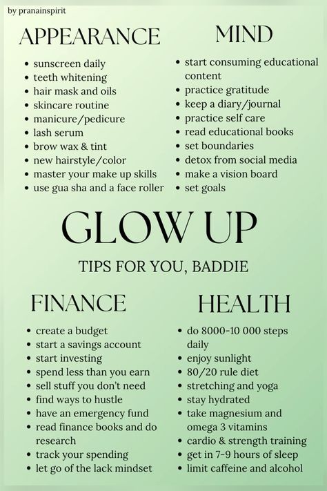 Glow Up Financially, How To Glow Up Mental Health, Glow Up Tips Physical, Physical And Mental Glow Up, How To Glow Up Physically And Mentally, Personal Glow Up, Tips To Glow Up Mentally And Physically, Confidence Glow Up, September Glow Up