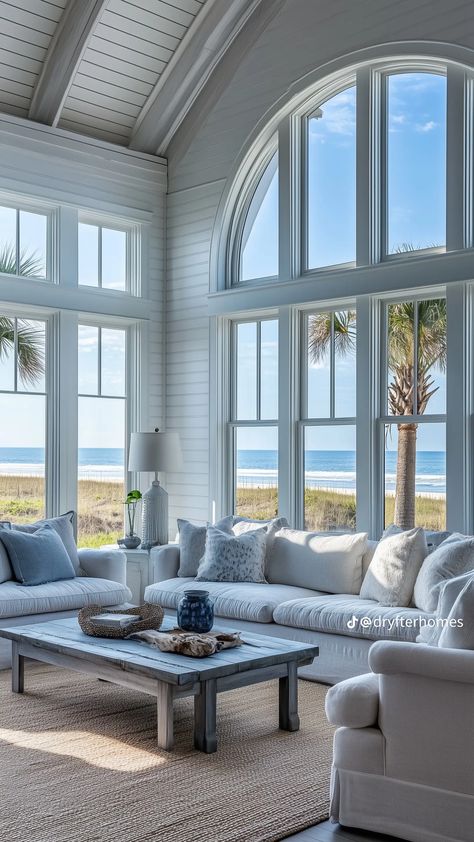 Blue And White Beach House, North Carolina Beach House, White Beach House, Oceanfront Homes, House Dream, Beach House Interior, White Beach, A Beautiful Life, Design Your Dream House