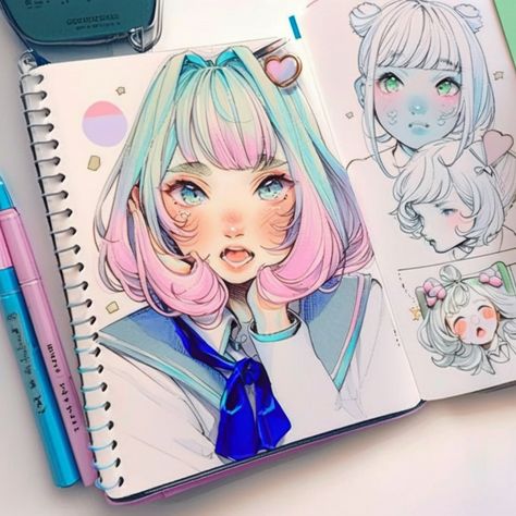 Mark Art, Sketching Inspiration, Cartoon Ideas, Disney Cuties, Manga Aesthetic, Copic Marker Art, Books Ideas, Girl Drawings, Doodle Inspiration