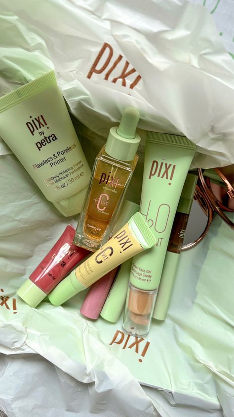 Pixi Blush Stick Aesthetic, Pixi Beauty Aesthetic, Pixi Skincare Aesthetic, Pixi Face Products, Pixi Makeup Products Hello Kitty, Pixi Makeup Products, Pixi Cosmetics, Red Eyeshadow Makeup, Pixie Makeup