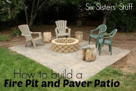 How to build your own fire pit and paver patio from SixSistersStuff.com. #DIY #Lowes #outdoors #campfire Build A Fire Pit, Paver Fire Pit, Diy Ponds Backyard, Pavers Diy, How To Build A Fire Pit, To Build A Fire, Backyard Fire Pit, Pavers Backyard, Six Sisters Stuff