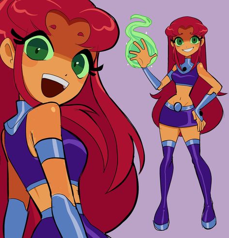 hoji on Twitter: "Starfire… " Teen Titans Starfire, Starfire And Raven, Original Teen Titans, Teen Titans Fanart, Model Sheet, Teen Titans Go, Dc Comics Art, Cute Art Styles, A Cartoon