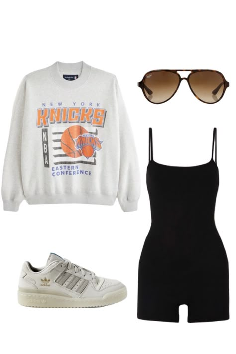 Knicks Outfit, Girl Exercise, Hoodie Outfit, Nyc Fashion, Casual Black, New York Knicks, Cute Fits, Dream Clothes, Polyvore Outfits