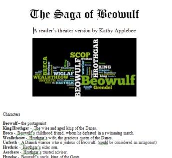 Beowulf reader's theater and lesson plans  •	www.teacherspayteachers.com/Product/Script-Beowulf-readers-theater-and-more Beowulf Lesson Plans, Theater Script, Readers Theater Scripts, High School Literature, Reader's Theater, Readers Theater, Smarty Pants, Differentiated Instruction, English Literature