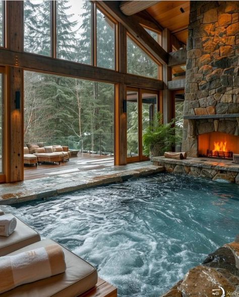 Game Room Ideas, Indoor Hot Tub, Hot Tub Room, Indoor Pool Design, Piscina Interior, Dream Life House, Dream Pools, Casa Exterior, Dream House Interior