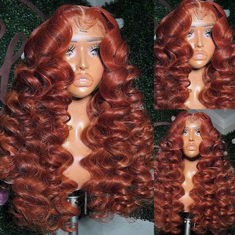 Rock auburn loose deep waves with this HD lace frontal wig! This premium human hair wig is crafted with baby hair for a natural-looking hairline and allows for the freedom of styling. Enjoy long-lasting, glamorous locks today. Product Details Brand: Ishow Hair Hair Material: human hair from one donor Hair Color: 33# Texture: Loose Deep Length: 8-34 Inch Available Density: 150%/180%/250% Hairline: pre-plucked Can Be Dyed: yes, please dye into professional way. Straps: adjustable Circumference: 22 Copper Deep Wave Wig, Fall Frontal Wig Hairstyles, Copper Lace Front Wigs, Curly Wig With Color, Deep Waves Hairstyle, Loose Deep Wave Wig, Auburn Wig, Hd Lace Frontal Wigs, Copper Lace