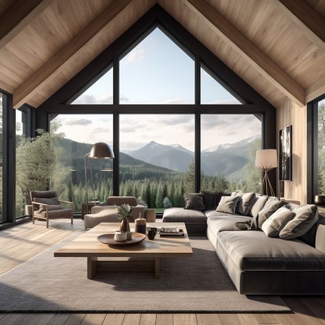 Timeless House Interior, Mountain Cabin Modern, Wooden House Inside, Wooden Chalet, Modern Rustic House, Modern Cabin Interior, Modern Wooden House, Cabin Modern, Modern House Interior